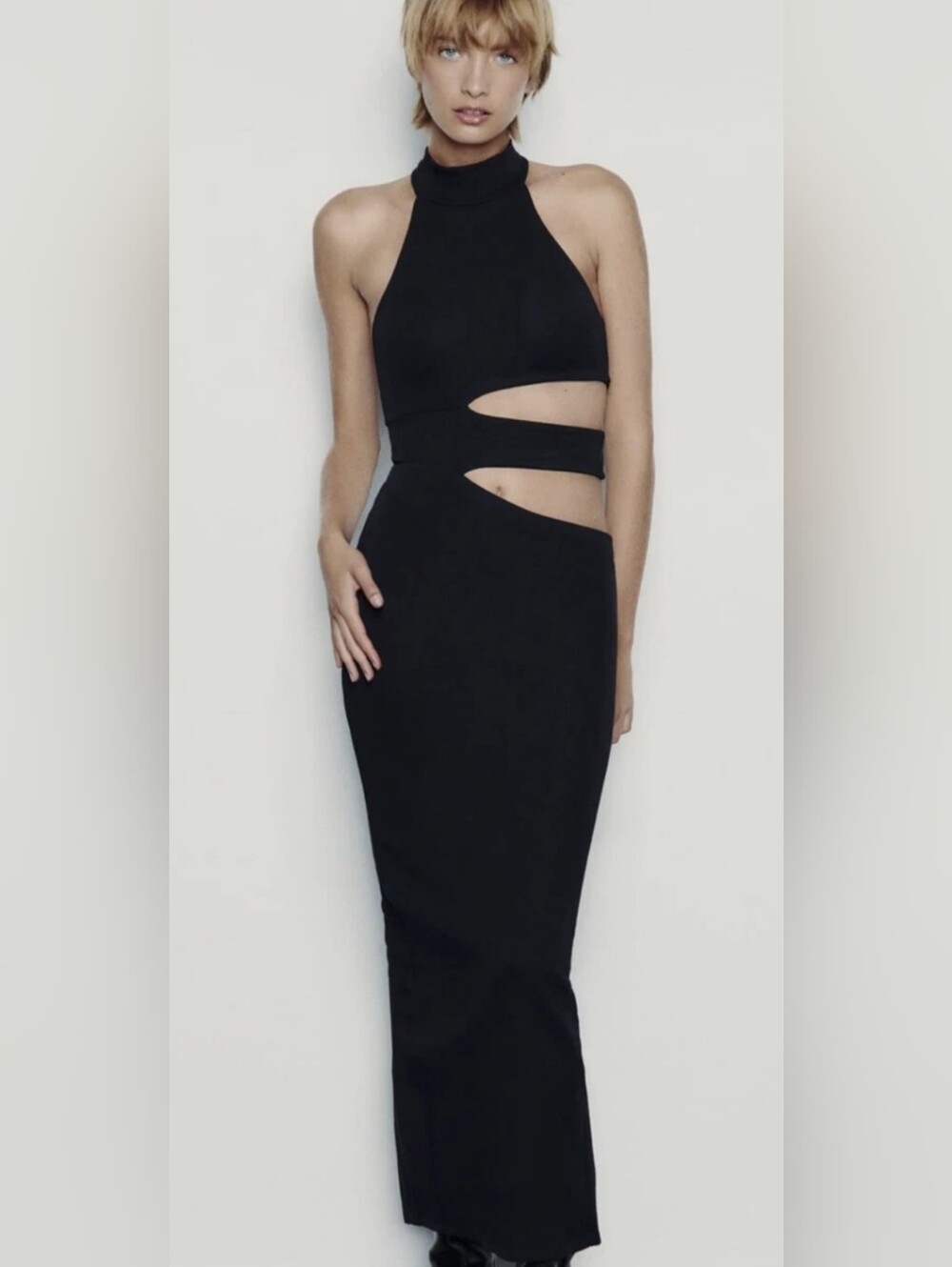 54. NWT - ZARA Black Fitted Cutout Maxi Dress